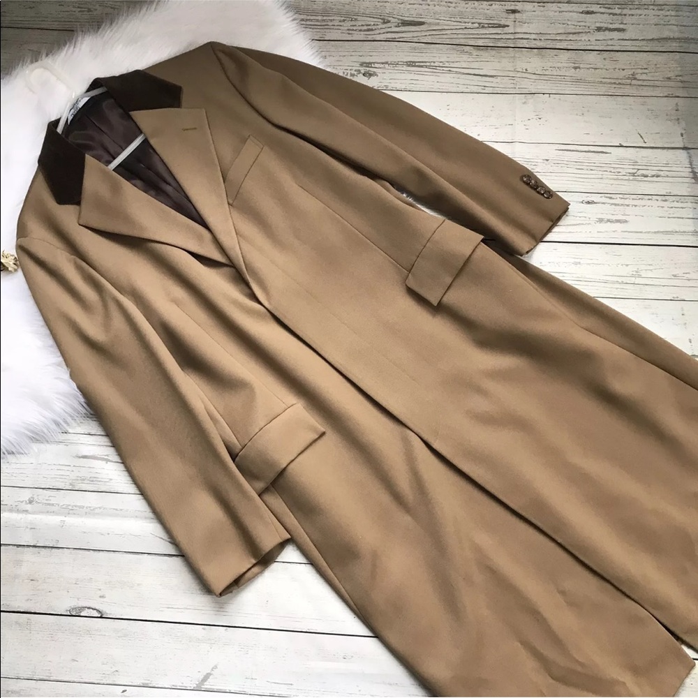 Vintage Polo Ralph Lauren Tan Trench Overcoat Wool - Picture 2 of 8